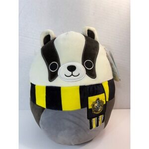 Squishmallows‎ Harry Potter Hufflepuff Badger 9" Yellow Black Striped Scarf NWT
